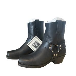 Frye Vintage Black Leather Harness Ankle Boots Size 9